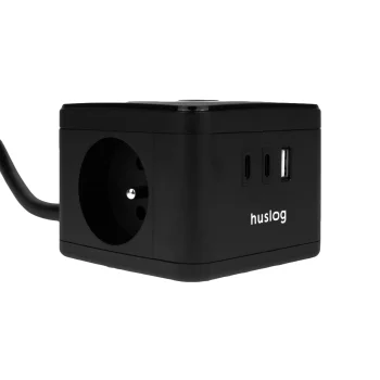 Huslog Cube Extension Cord with LED Light HUS1001, Black