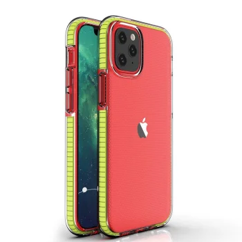 Dėklas iPhone 13 mini Spring Case, skaidrus su geltonu rėmeliu