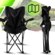 Folding Camping Chair with Armrests and Cup Holder, Black