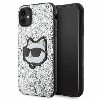 Apple iPhone 11 6.1" Karl Lagerfeld Glitter Choupette Patch Case Cover (KLHCN61G2CPS), Silver