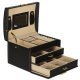 Large Jewellery Box Organiser with Drawers and Mirror, Black