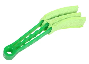 Microfiber blind cleaning brush with three heads, green