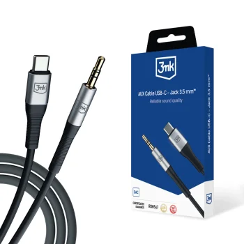 3Mk Protection AUX Cable 3.5 mm to USB-C, 1m, Silver