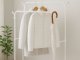 Metal Freestanding Clothes Rack with Shoe Shelves, White