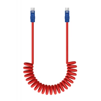 Newell USB-C to USB-C Cable 100 W, 1.5 m, Coiled Silicone, Red-Navy Blue