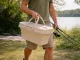 Collapsible Silicone Picnic Basket and Portable Table, Beige