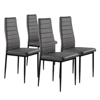 ModernHome Dining Chairs Set of 4 Upholstered Faux Leather High Back for Kitchen, Grey