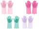 Silicone Dishwashing Gloves with Scrubber, 2 pcs