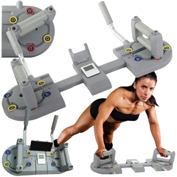 Multifunctional Push-Up Board with Handles and Timer, Grey