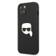 Apple iPhone 13 mini\" Karl Lagerfeld Leather Ikonik Karl`s Head Metal Case Cover (KLHCP13SPKMK), Black
