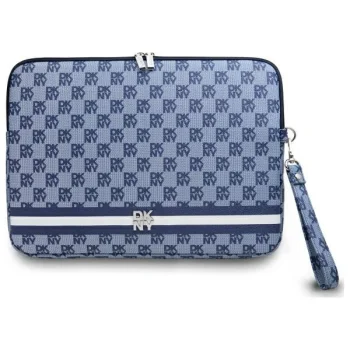 DKNY 14" Laptop Sleeve Checkered Pattern Printed Stripes, Blue
