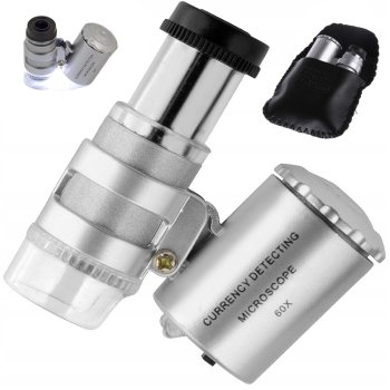Pocket Microscope / Jeweler's Loupe 60x with 2 LED Illumination