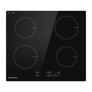 AMZCHEF CE-T-74IB4xyzf-CS 4-Zone Built-in Induction Cooktop, 7400W, Black