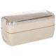 Lunch Box with Compartments and Cutlery, 750 ml, Beige