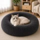 Soft Plush Pet Bed for Dogs and Cats, Round, 50cm, Dark Grey