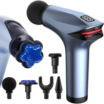 Body and Back Massage Gun with 5 Attachments, Blue
