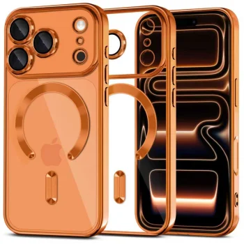 Tech-Protect MagFlex MagSafe Case for iPhone 17 Pro, Transparent/Orange