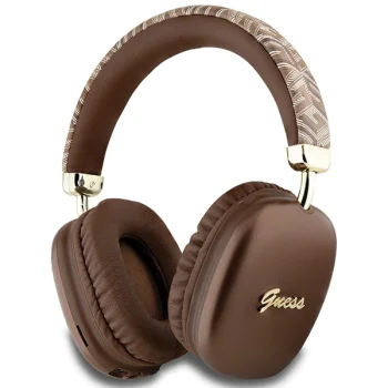 Belaidės ausinės Guess GCube Metallic Script Logo, rudos