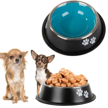 Stainless Steel Dog Bowl Non-Slip Rubber Base 400ml