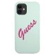 Guess iPhone 12 mini Case Silicone Vintage Script, Fuchsia Blue