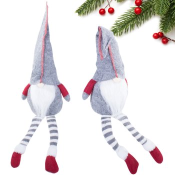 Scandinavian Christmas Gnome Plush Elf Decoration, Grey