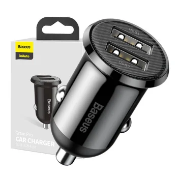 Baseus Grain Pro Car Charger 2x USB 4.8A, Black
