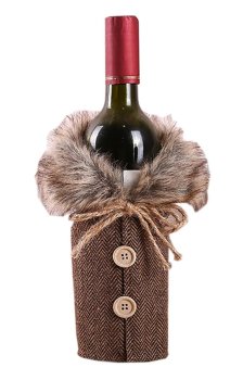 Christmas Wine Bottle Cover Sweater Decoration, Brown