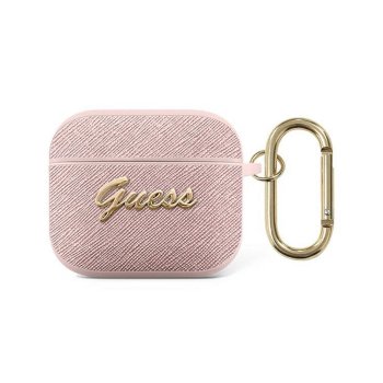Guess GUA3SASMP AirPods 3 cover pink/pink Saffiano Script Metal Collection