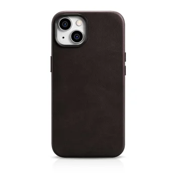 iCarer Oil Wax Leather Case for iPhone 14 Plus with MagSafe, Brown (WMI14220703-BN)