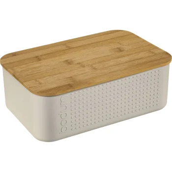 Bodum Bistro Bread Bin with Bamboo Lid 29 x 19 x 11 cm, White