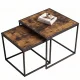 Set of 2 Square Coffee Tables, Nesting Side Tables, Rustic