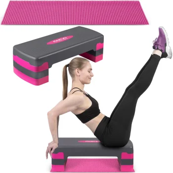 Neo-Sport NS-400 3-Level Aerobic Step, Pink