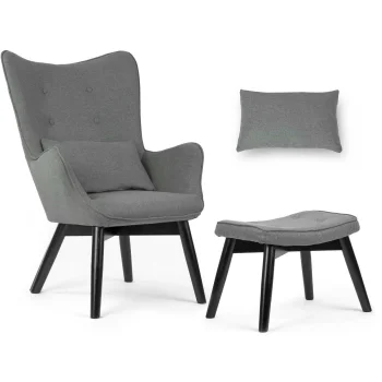 Sofotel Norse Lounge Chair with Footstool, Grey