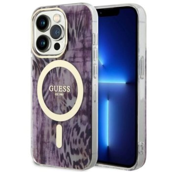 Apple iPhone 14 Pro 6.1'' Guess Leopard MagSafe Case Cover (GUHMP14LHLEOPWP), Pink
