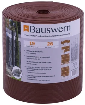 Fence Strip Bauswern Premium 26 m x 19 cm, 700 g/m², RAL8011, Brown