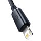 Baseus Crystal Shine USB-A uz Lightning kabelis 1.2m 2.4A, melns