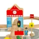 Wooden Train Set with Tracks and Station 50 Pieces