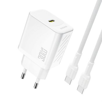 Dudao A27PCEU PD 30W GaN USB-C Wall Charger with USB-C Cable - White