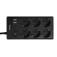 Huslog Flat Power Strip with 6 Sockets and 4 USB Ports, Black
