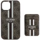 Guess 4G Stripes Case with MagSafe Wallet for iPhone 15, Brown