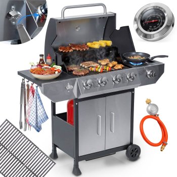 Berdsen Bd-896 Gas Grill with Cast Iron Grate and Lid, 4+1 Burners