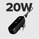 SBS Hybrid 5000mAh Power Bank with PD 20W and Built-in Cable, Black