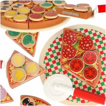 Wooden pizza play set with accessories