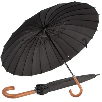 Large XXL Umbrella with 24 Ribs, 105cm, Black