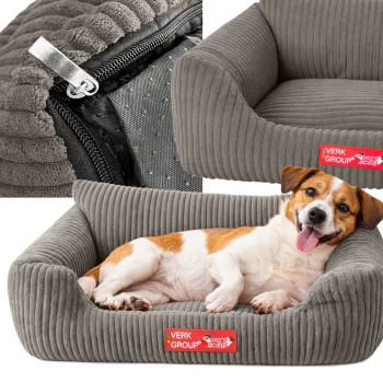 Soft Corduroy Dog and Cat Bed, Size M, Beige