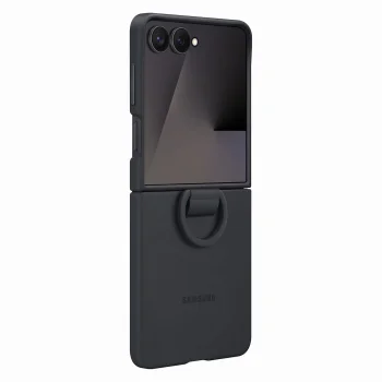 Samsung Galaxy Z Flip 7 (SM-F766B/DS) Original Silicon Case Cover with Ring, Black (EF-PF766TBEGWW)