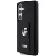 Samsung Galaxy S24 (SM-S921) Karl Lagerfeld Gripstand Saffiano Karl & Choupette Pins Cover Case, Black