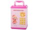 Interactive safe-style money box with PIN code for banknotes and coins, pink