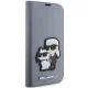Karl Lagerfeld iPhone 14 Pro Wallet Case Saffiano Karl & Choupette, Silver
