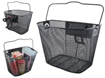 Black Metal Bicycle Basket with CLICK Quick-Release Mount